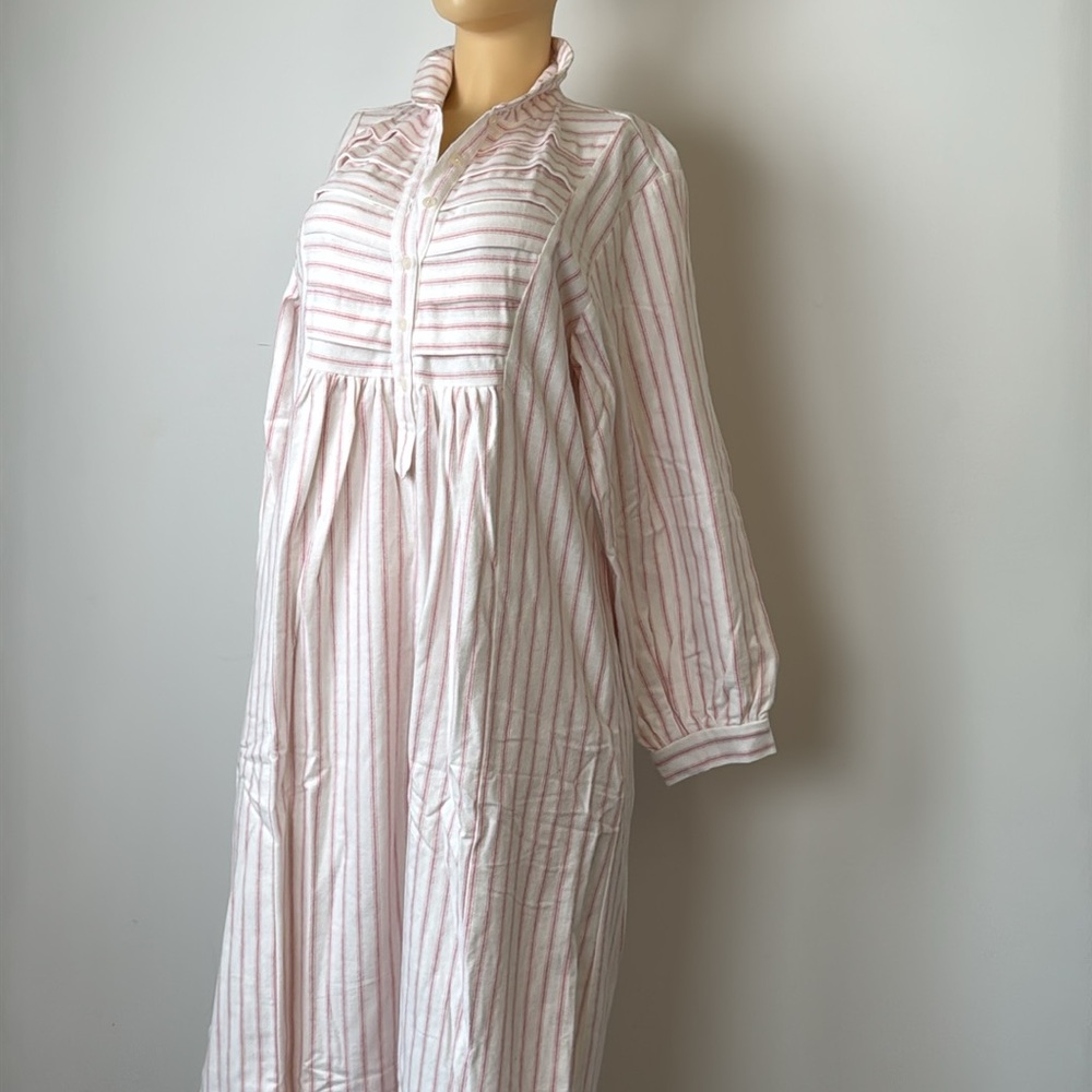Garnet Hill cotton White and Pink Striped nightgown Sz xs - Picture 5 of 12